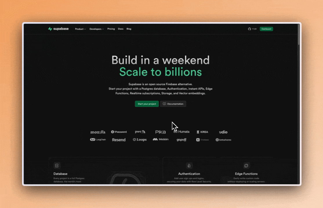 Creating a new project in the Supabase dashboard